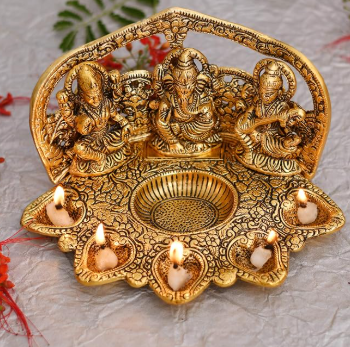  Laxmi Ganesh Saraswati Idol Diya Oil Lamp Deepak