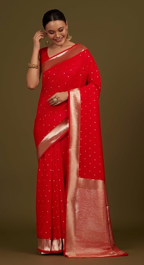 Monjolika Fashion Women's Elegant Banarasi Silk Saree